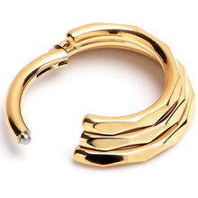 将图片加载到图库查看器,16G 5/16 Gold PVD Faceted Triple Stack Hoop Titanium Hinged Segment Ring
