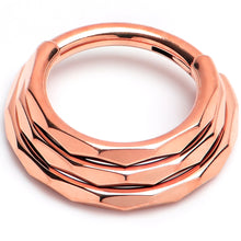 Load image into Gallery viewer, 16G 5/16 Rose Gold PVD Faceted Triple Stack Hoop Titanium Hinged Segment Ring