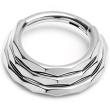 Load image into Gallery viewer, 16G 5/16 Faceted Triple Stack Hoop Titanium Hinged Segment Ring
