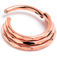 Load image into Gallery viewer, 16G 3/8 Rose Gold PVD Faceted Triple Stack Hoop Titanium Hinged Segment Ring
