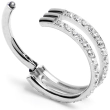 将图片加载到图库查看器,16G 3/8 Cubic Zirconia ASTM F-136 Implant Grade Titanium Double Hinged Segment Ring