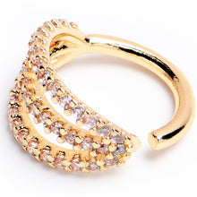 将图片加载到图库查看器,16G 5/16 Clear CZ Gem Gold Tone Faux Triple Hoop Closure Ring