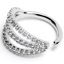 Load image into Gallery viewer, 16G 3/8 Clear CZ Gem Faux Triple Hoop Closure Ring