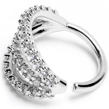 Load image into Gallery viewer, 18G 5/16 Clear CZ Gem Faux Triple Hoop Closure Ring