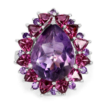 Load image into Gallery viewer, 11.22 Carat Genuine Amethyst & Rhodolite .925 Sterling Silver Ring