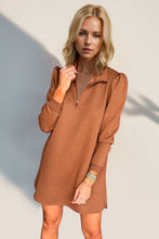Load image into Gallery viewer, Double Take Textured Zip Long Sleeve Dress Classic Zip-Up Dress for Women Comfortable Outdoor Dress