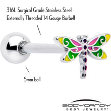 将图片加载到图库查看器,Dragonfly Colors Barbell Tongue Ring