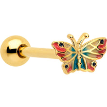 Load image into Gallery viewer, Gold Tone Sunrise Butterfly Barbell Tongue Ring