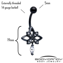 将图片加载到图库查看器,Clear CZ Gem Black Gothic Star Dangle Belly Ring