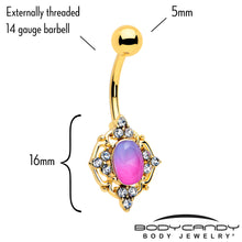 Load image into Gallery viewer, Pink Tourmaline Gold Tone Wondrous Glam Belly Ring