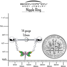 将图片加载到图库查看器,14G 9/16 Dragonfly Colors Chain Dangle Nipple Ring Set