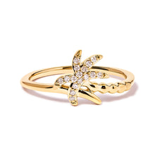 将图片加载到图库查看器,10K Yellow Gold 1/10 Cttw Diamond Palm Tree Statement Ring (H-I Color, I1-I2 Clarity) - Ring Size 7