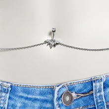 将图片加载到图库查看器,Clear Gem Arching Glamour Double Mount Belly Ring Belly Chain