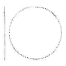 将图片加载到图库查看器,Sterling Silver Large Textured Round Hoop Earrings