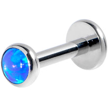 Load image into Gallery viewer, 16G 1/4 Blue Synthetic Opal G23 Titanium Threadless Push In Labret