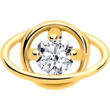 Load image into Gallery viewer, Clear CZ Gem Gold Tone Stylish Saturn Barbell Tongue Ring