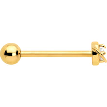 Load image into Gallery viewer, Clear CZ Gem Gold Tone Stylish Saturn Barbell Tongue Ring