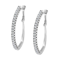 Load image into Gallery viewer, 10KT White Gold 1 cttw Diamond Hoop Earrings (I-J Clarity, I2-I3 Color)