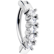 Load image into Gallery viewer, 14G 3/8 Clear Gem Grade 23 Titanium Hinged Hoop Belly Ring