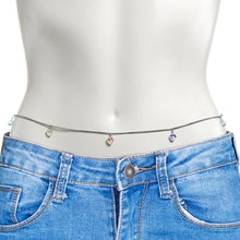 Load image into Gallery viewer, Pink Purple Gem Hearts Dangle Belly Chain