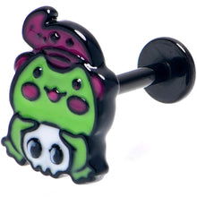 Load image into Gallery viewer, 16G 5/16 Black Witch Frog Skull Halloween Labret Monroe Tragus