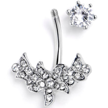 Load image into Gallery viewer, Clear CZ Gem Flower Garland Double Mount Belly Ring