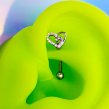 Load image into Gallery viewer, 16G 5/16 Clear Gem Asymmetrical Heart Curved Eyebrow Ring