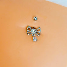 将图片加载到图库查看器,Clear CZ Gem Heart In A Bow Dangle Belly Ring