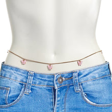 Load image into Gallery viewer, Rose Gold Tone Pink Butterfly Dangle Belly Chain