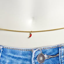 将图片加载到图库查看器,Red Gem Gold Tone Pure Style Dangle Belly Chain