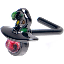 将图片加载到图库查看器,20G 7mm Black Red Eye Witch Hat L-Shape Nose Ring