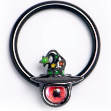 Load image into Gallery viewer, 16G 3/8 Black Red Eye Witch Hat Captive Ring