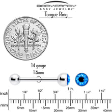 将图片加载到图库查看器,Open Blue Eye Barbell Tongue Ring