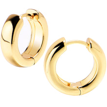 Load image into Gallery viewer, 12mm Unisex Gold Tone Stainless Steel Hinged Huggie Hoop Earrings