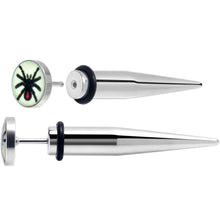 Load image into Gallery viewer, Glow in the Dark Spider Stainless Steel Taper Cheater Plug Set