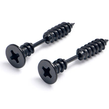 Load image into Gallery viewer, Black Stainless Steel Screw Stud Earrings Cheater Plug Set