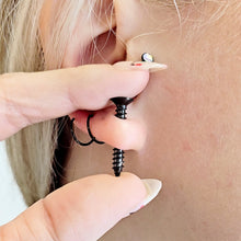 Load image into Gallery viewer, Black Stainless Steel Screw Stud Earrings Cheater Plug Set
