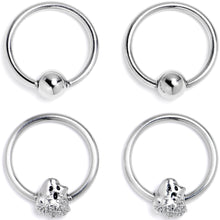 Load image into Gallery viewer, 16G 3/8 Howling Ghost BCR Captive Ring Set of 4