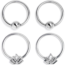 Load image into Gallery viewer, 16G 3/8 Lush Lotus BCR Captive Ring Set of 4
