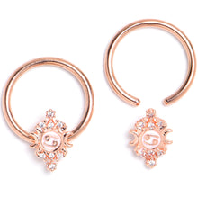 将图片加载到图库查看器,16G 3/8 Clear Gem Rose Gold Tone Mystical BCR Captive Ring Set of 4