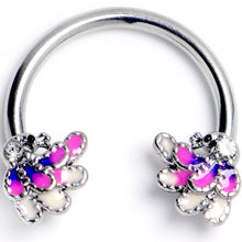 Load image into Gallery viewer, 16G 3/8 Clear Gem Peacock Purple Horseshoe Circular Barbell