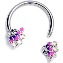 Load image into Gallery viewer, 16G 3/8 Clear Gem Peacock Purple Horseshoe Circular Barbell