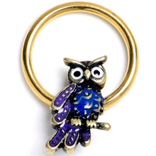 Load image into Gallery viewer, 16G 3/8 Gold Tone Regal Owl BCR Captive Ring