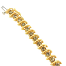 Load image into Gallery viewer, 14K Yellow Gold Round-Cut Diamond 'S' Bracelet (6.00 cttw, Brown Color, I1-I2 Clarity)