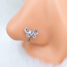 将图片加载到图库查看器,20G 5/16 Clear CZ Gem Butterfly Delight Nose Hoop