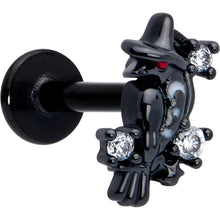 Load image into Gallery viewer, 16G 5/16 Clear CZ Gem Black Raven Witch Labret Monroe Tragus