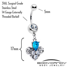 Load image into Gallery viewer, Blue Clear Gem Style Simplicity Dangle Belly Ring