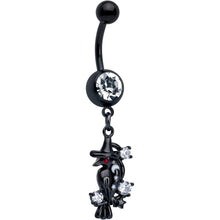 将图片加载到图库查看器,Clear CZ Gem Black Raven Witch Dangle Belly Ring