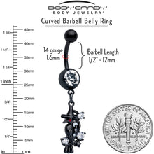 将图片加载到图库查看器,Clear CZ Gem Black Raven Witch Dangle Belly Ring