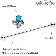 将图片加载到图库查看器,14G Blue Gem Style Simplicity Industrial Barbell 38mm